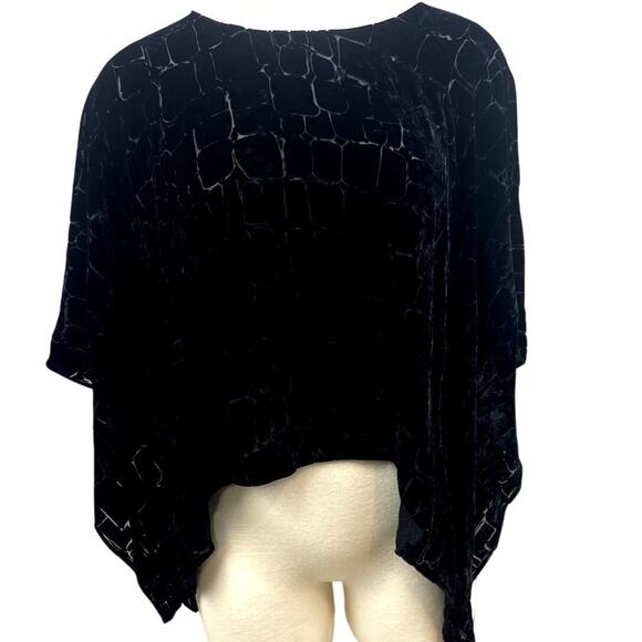 LAMPEROS Black Velvet Shawl Poncho Womens (OS)‎ Prom Wedding Cocktail Party - Picture 1 of 6